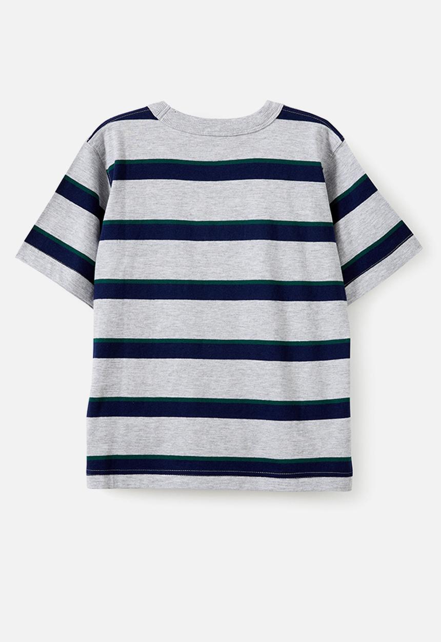 Cotton On - The essential short sleeve tee - fog grey marle/pine tree green/in the navy
