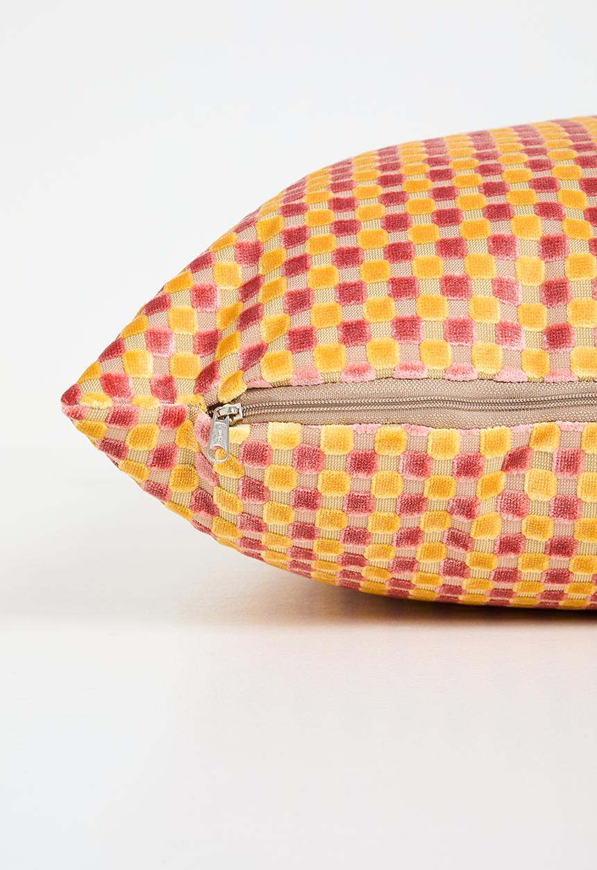 Sixth Floor - Block velvet cushion - orange & pink