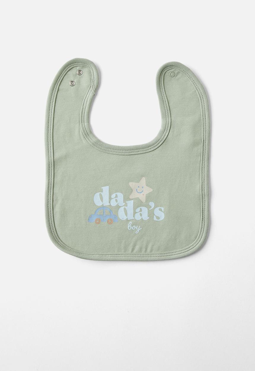 Cotton On - The baby bib - deep sage/dada s boy