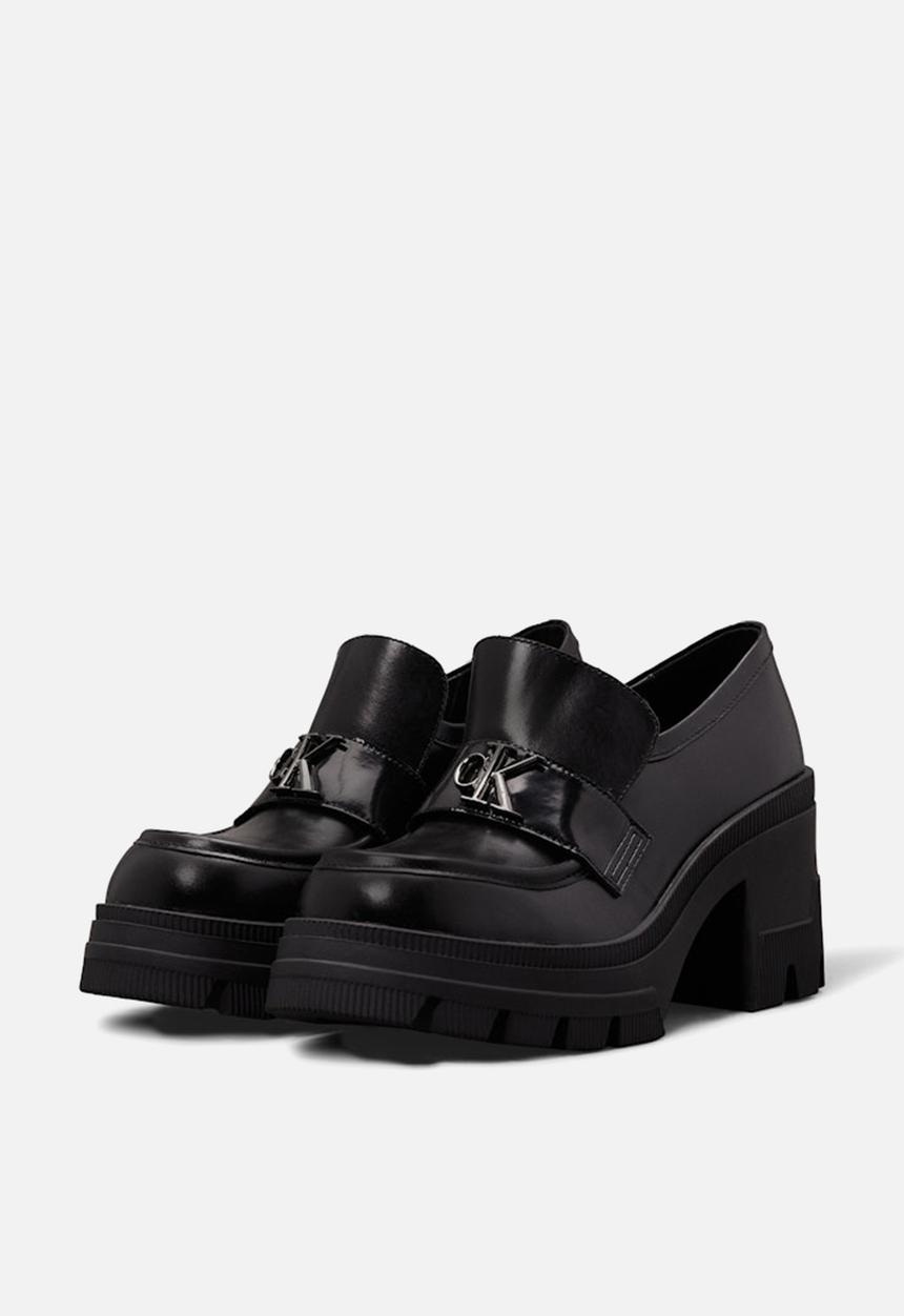 Calvin Klein - Platform leather loafer heel - triple black