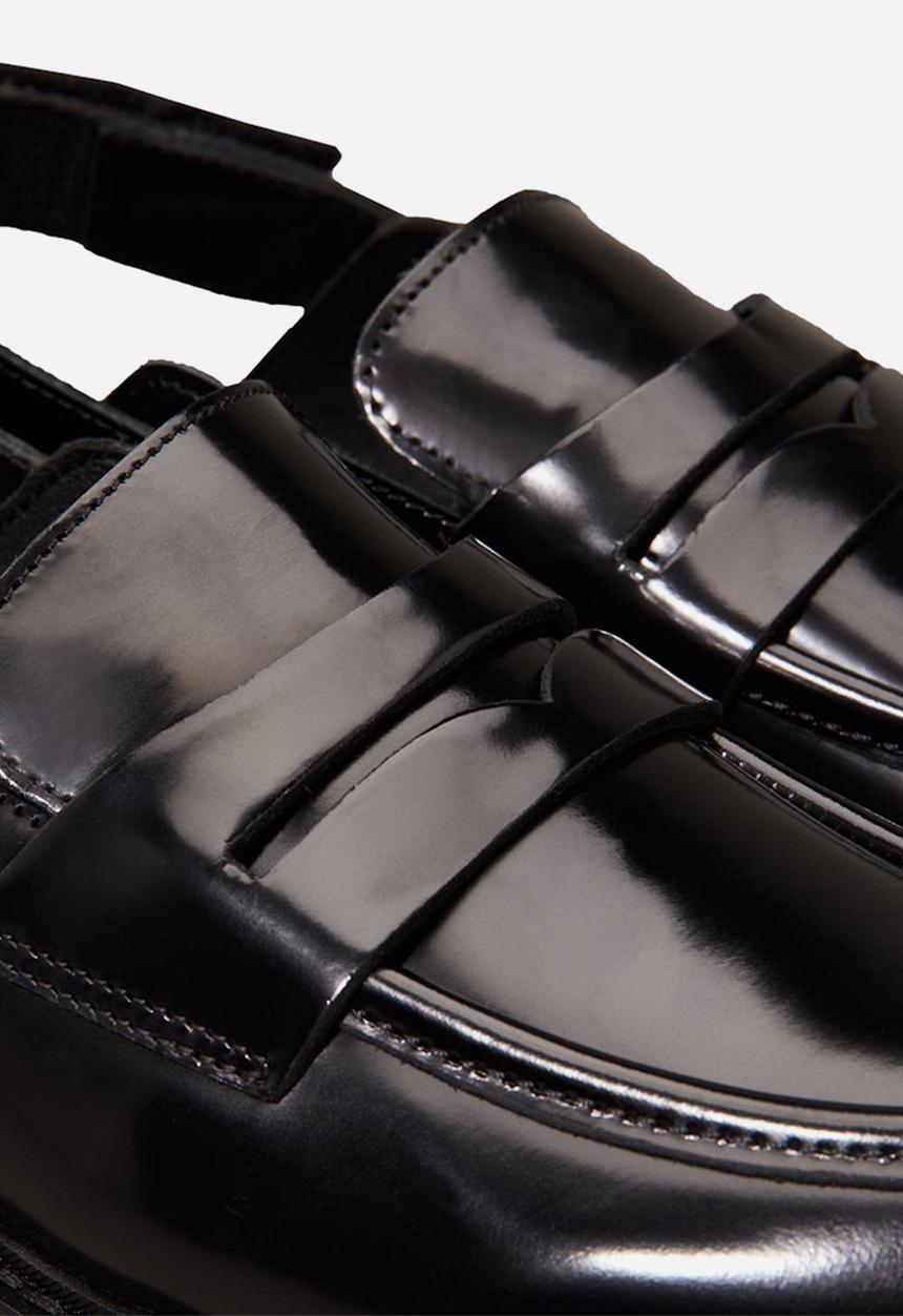 Calvin Klein - Combat leather sling mule - triple black