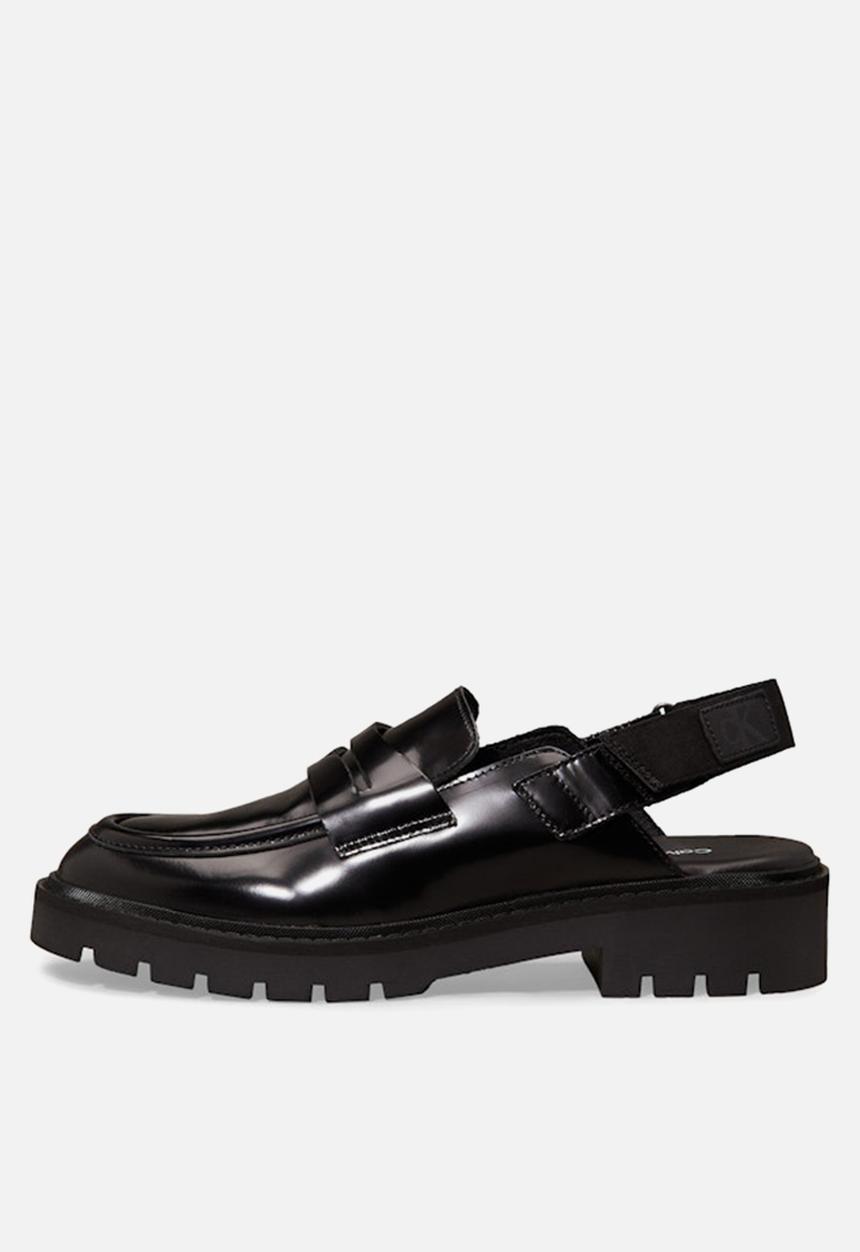 Calvin Klein - Combat leather sling mule - triple black