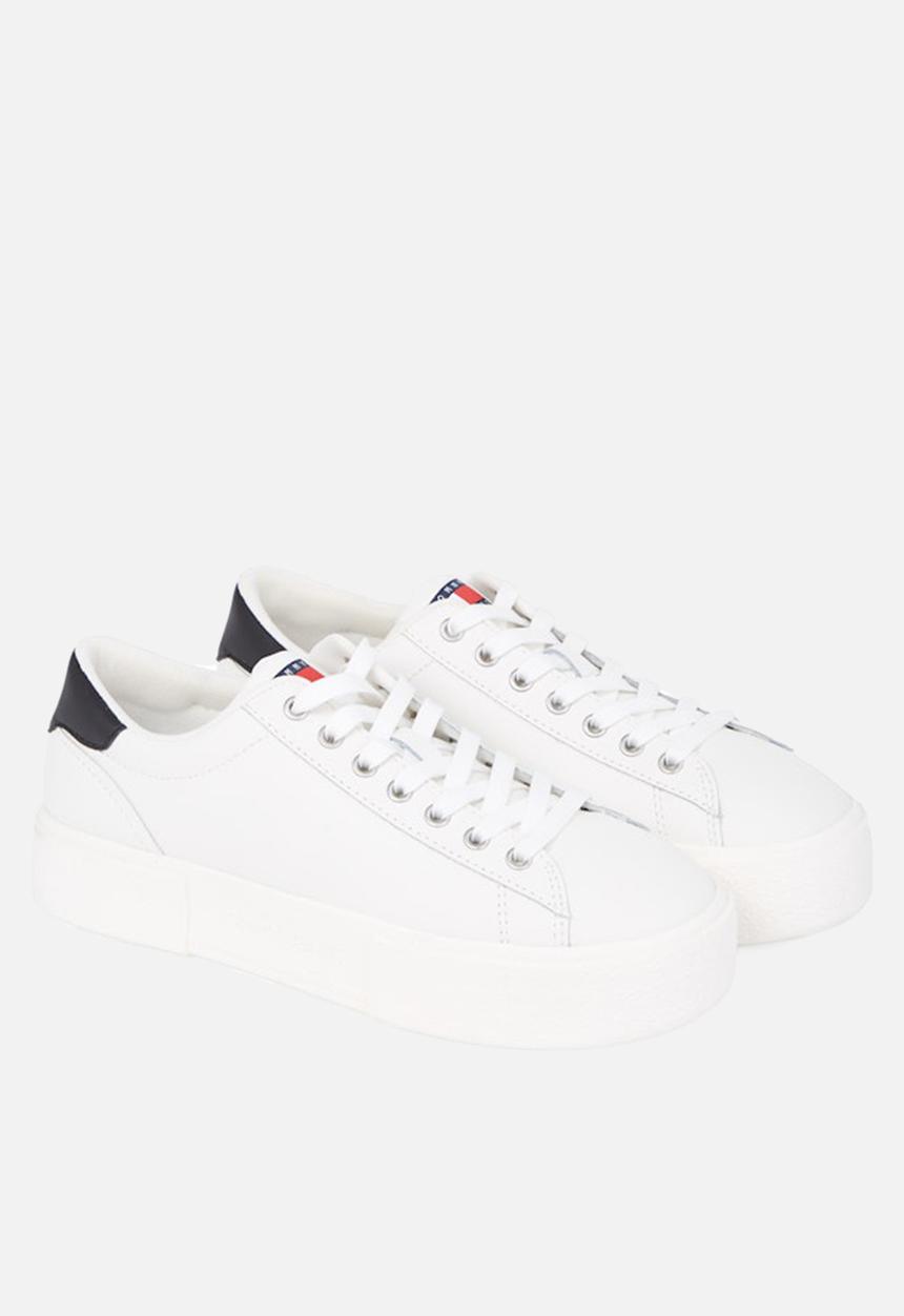 Tommy Hilfiger - Foxing flatform leather sneaker - ecru/black