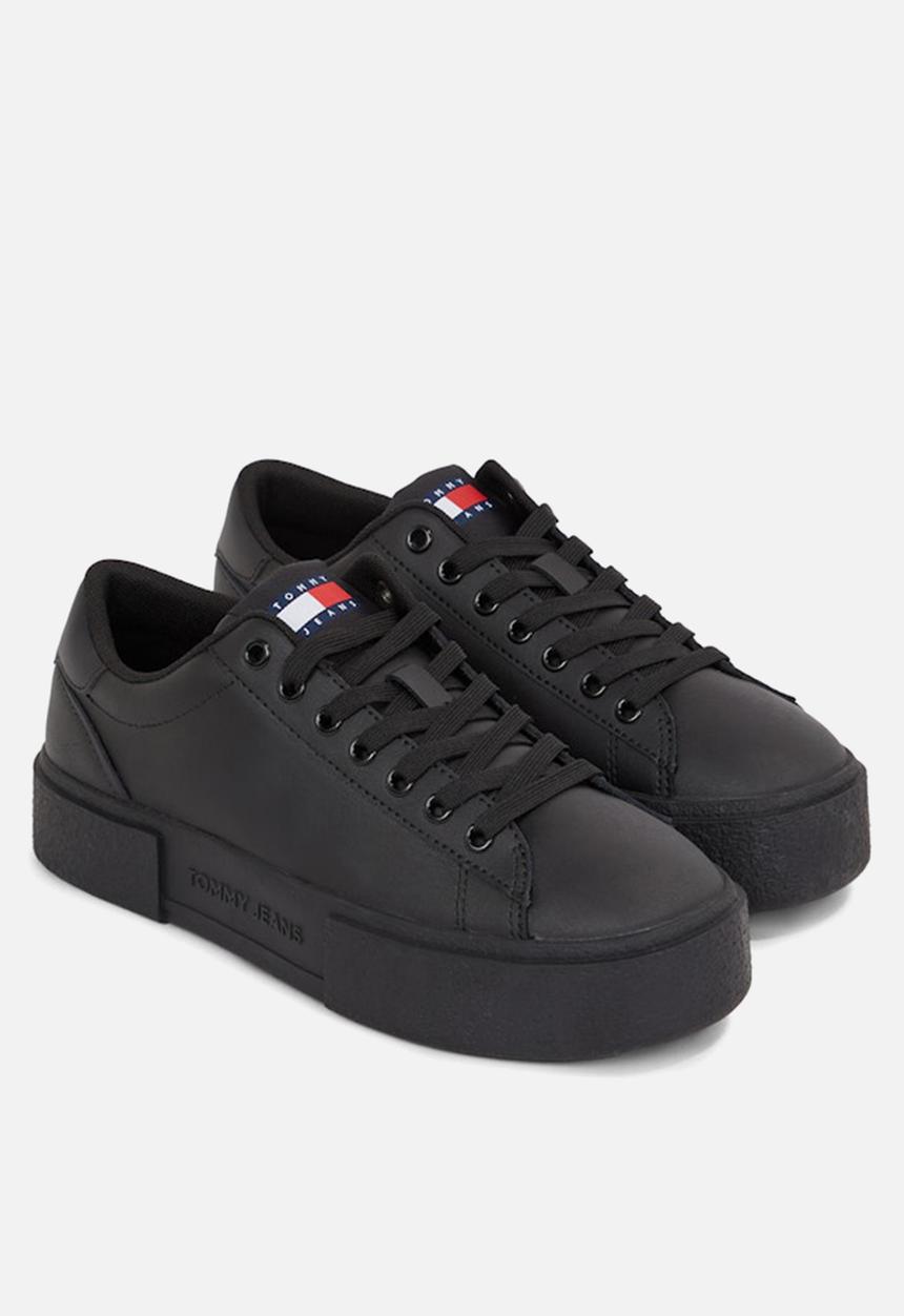 Tommy Hilfiger - Foxing flatfrom leaher sneaker - triple black