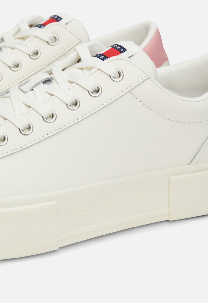 Tommy Hilfiger - Foxing flatform leather sneaker - ivory