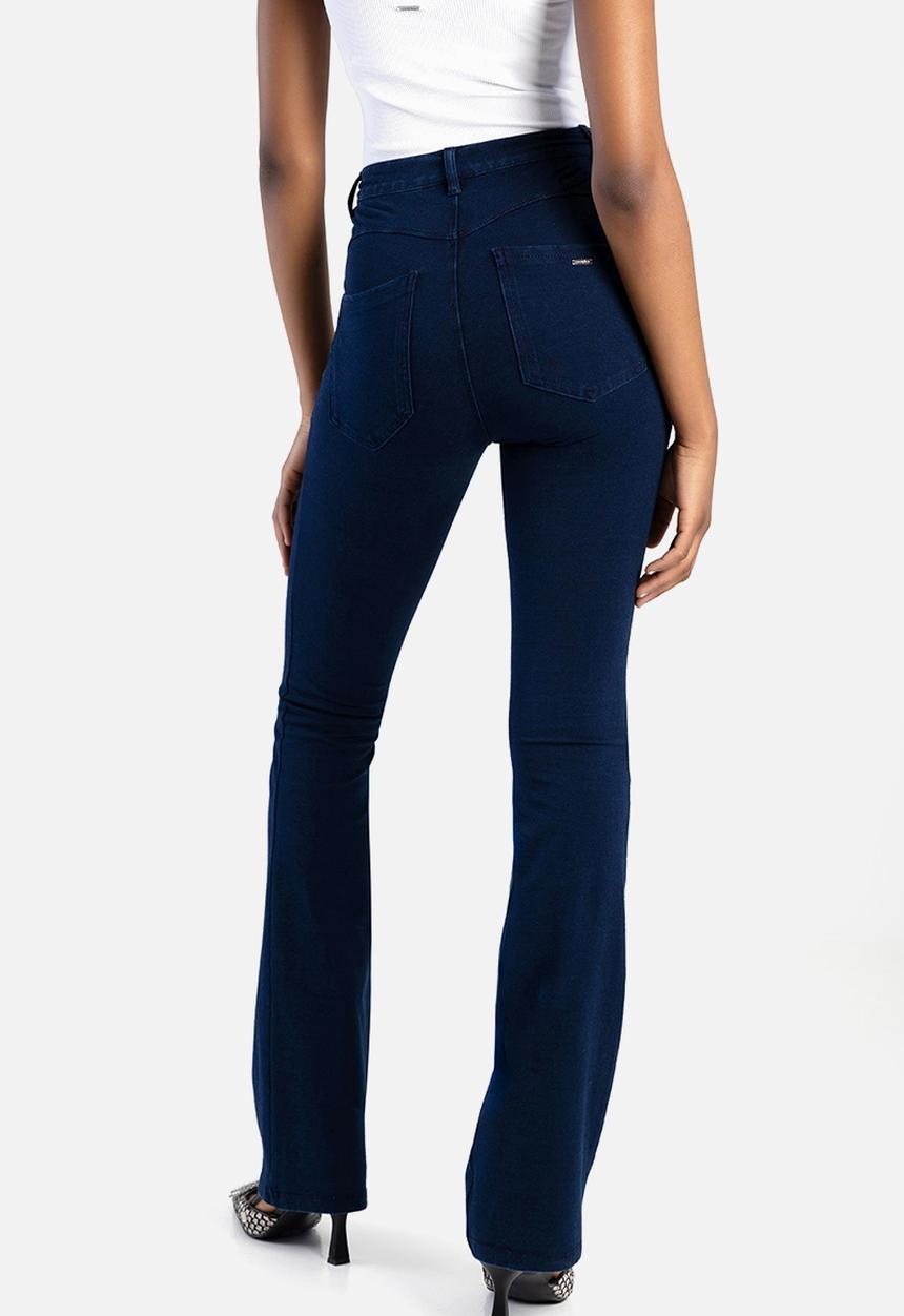 SISSY BOY - Willow: high waist bootleg with exposed zip knit denim  - indigo