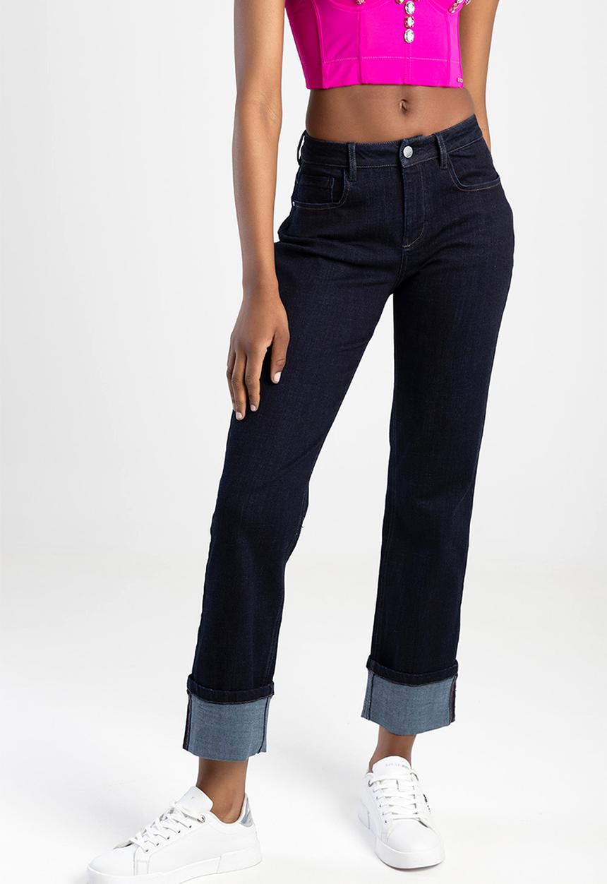 SISSY BOY - Loreal: mid- waist with straight leg with turn up - blue 