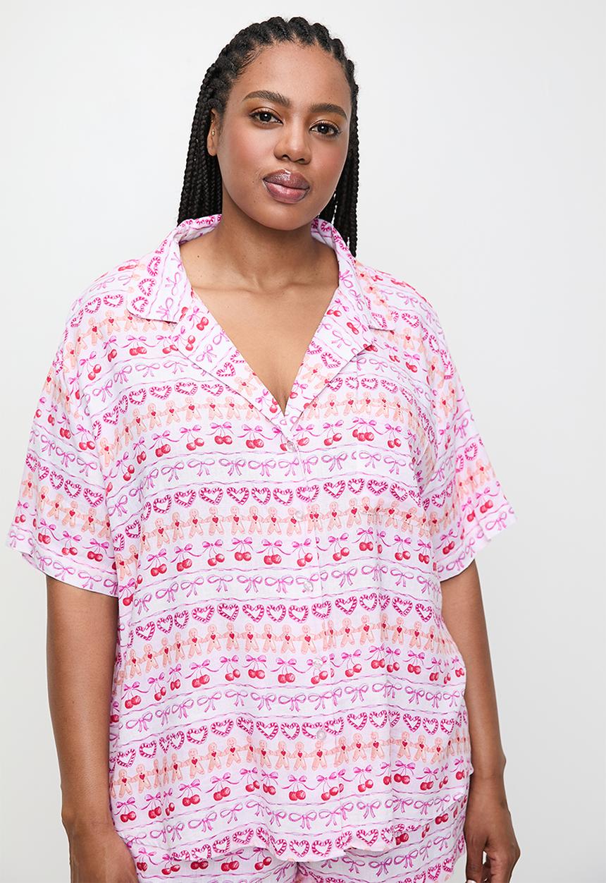 Cotton On - Plus Body Woven Sleep Set - Cherry/ Gingy Fair Isle