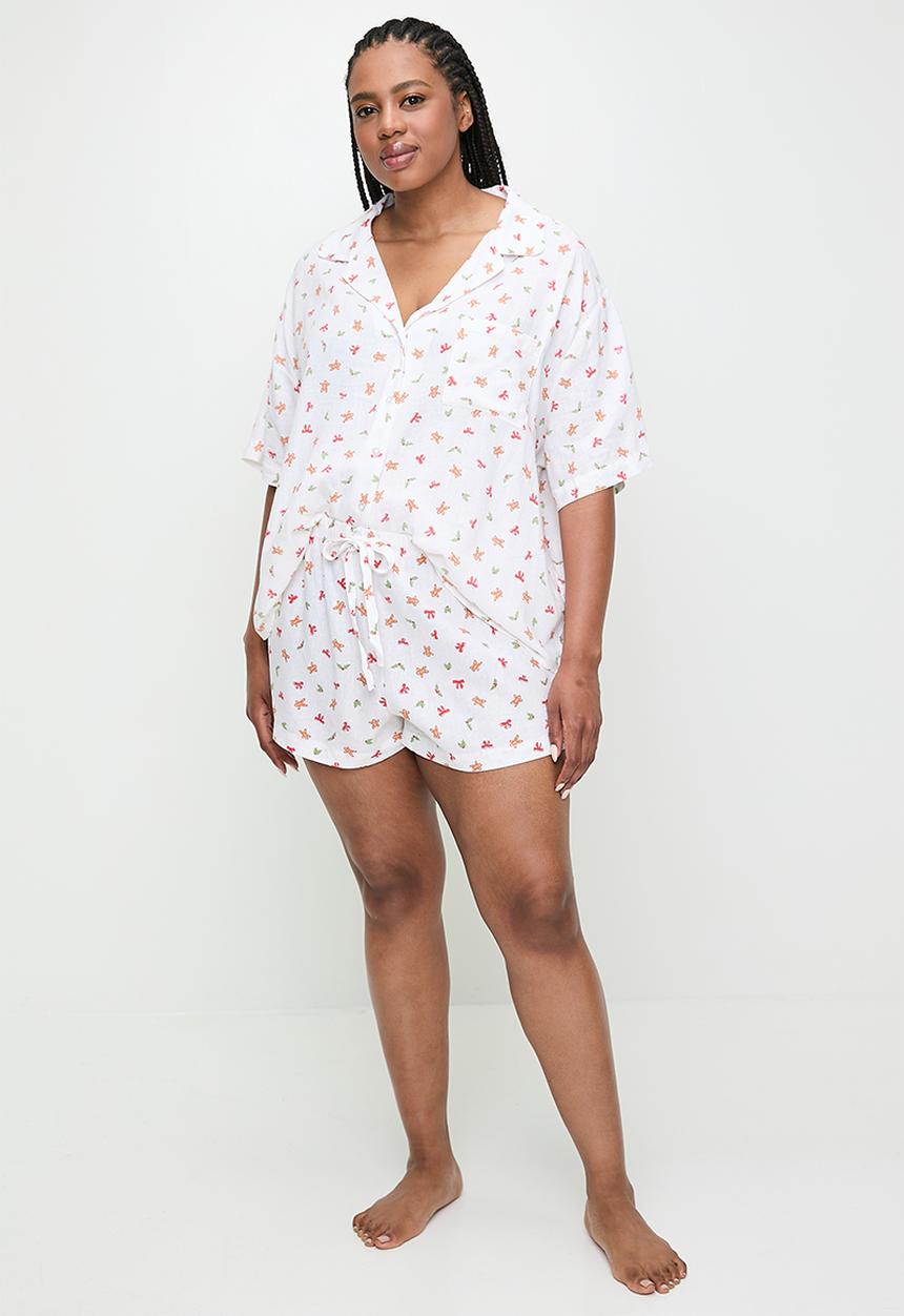 Cotton On - Plus Body Woven Sleep Set - Gingerbread/ Bows