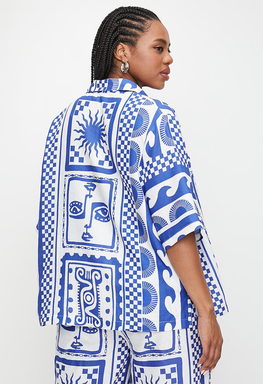 Me&B - Plus Revere Collar Linen Shirt - Mykonos