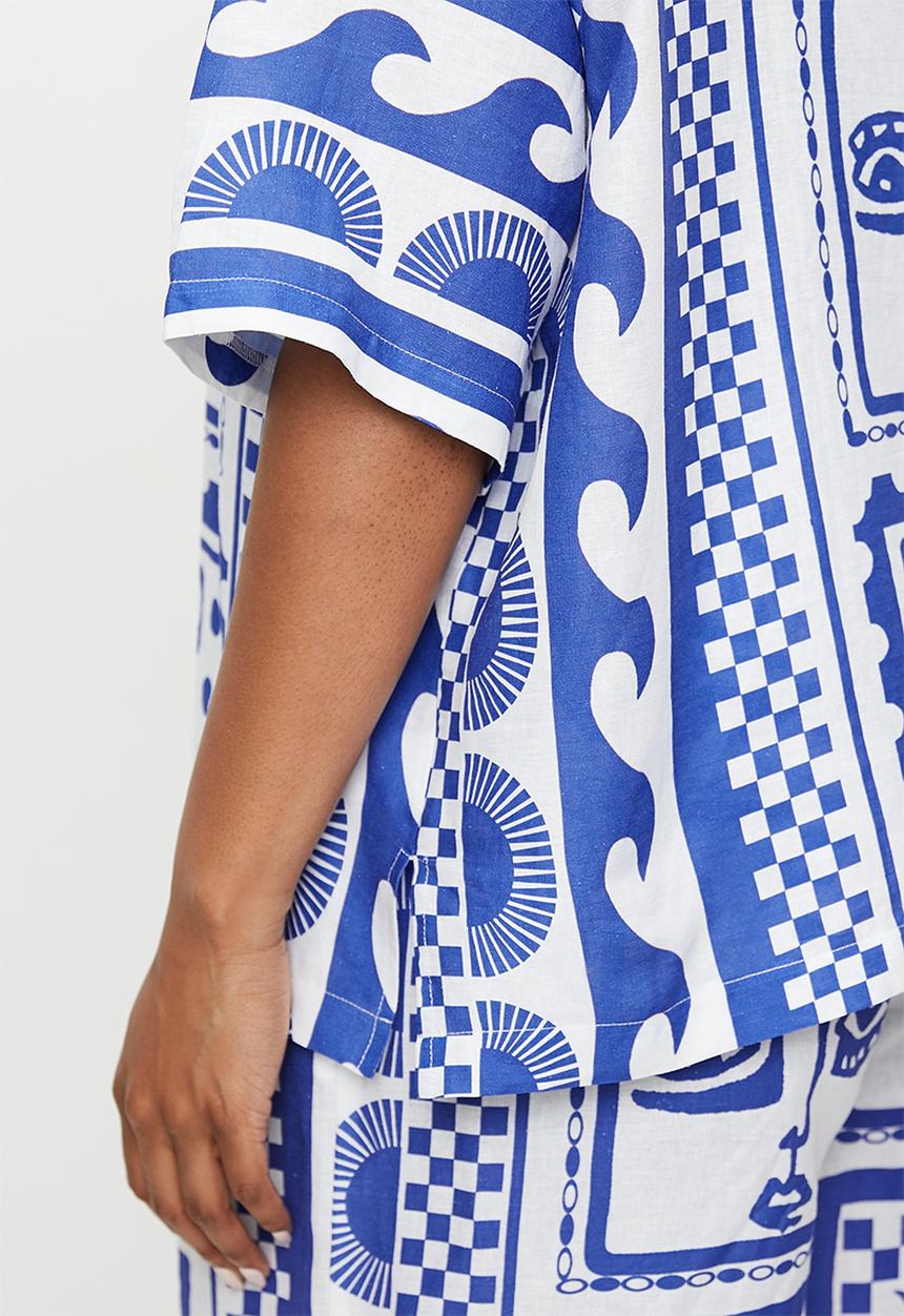Me&B - Plus Revere Collar Linen Shirt - Mykonos