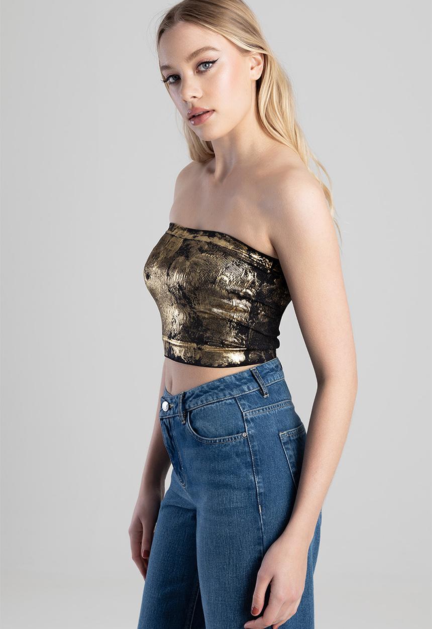 Nico: metallic seamless bandeau - black/gold