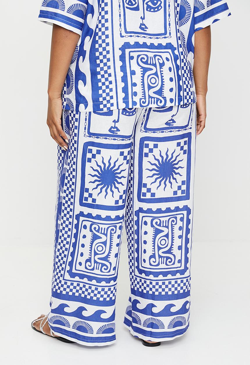 Me&B - Plus Easy Elasticated Linen Pants - Mykonos
