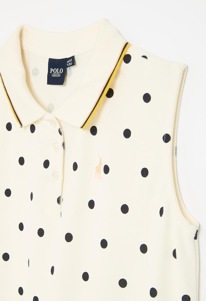 POLO - Girls ellie polka dot sl golfer - off white