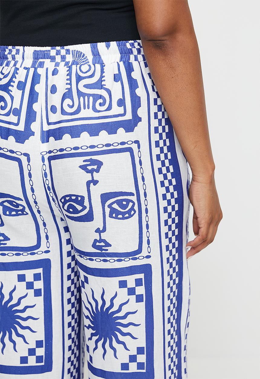 Me&B - Plus Easy Elasticated Linen Pants - Mykonos