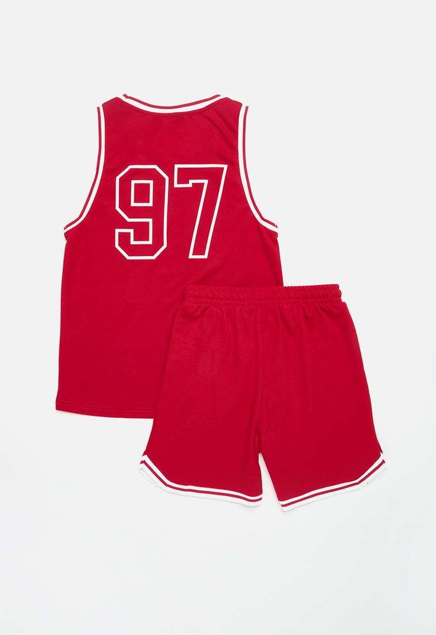 Cotton On - Braxton basketball tank & short - varsity red