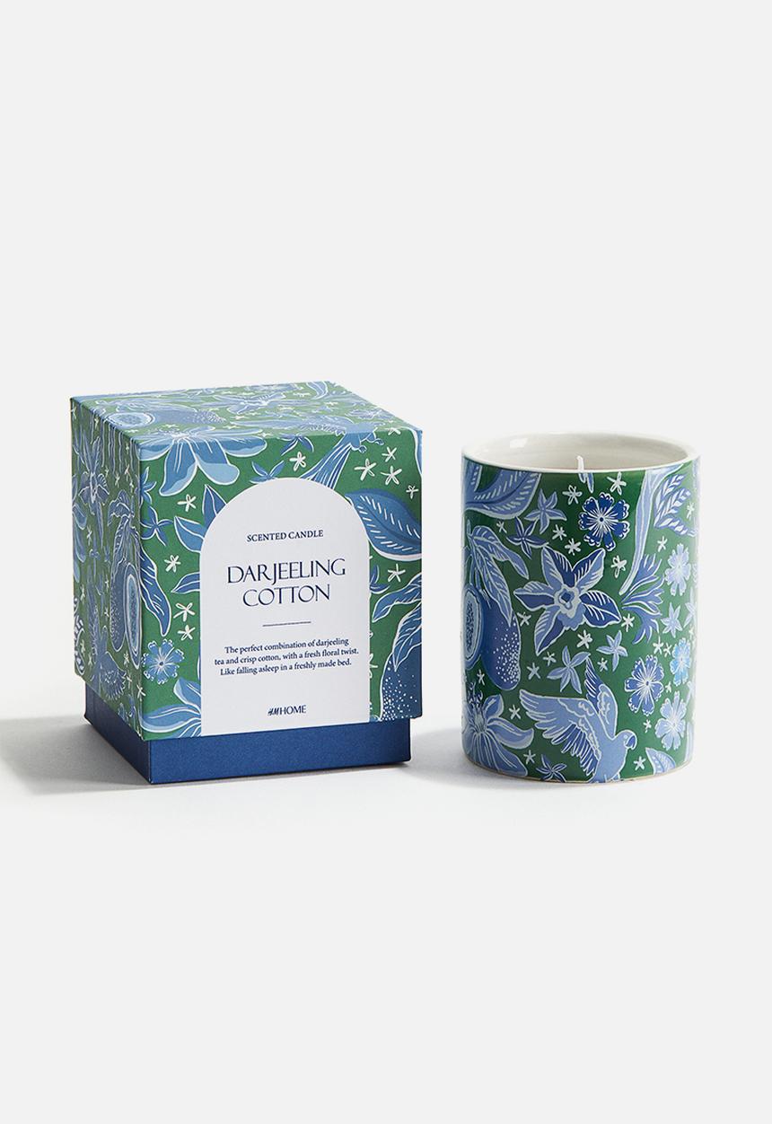 H&M - Scented candle in a ceramic holder - dark blue/darjeeling cotton