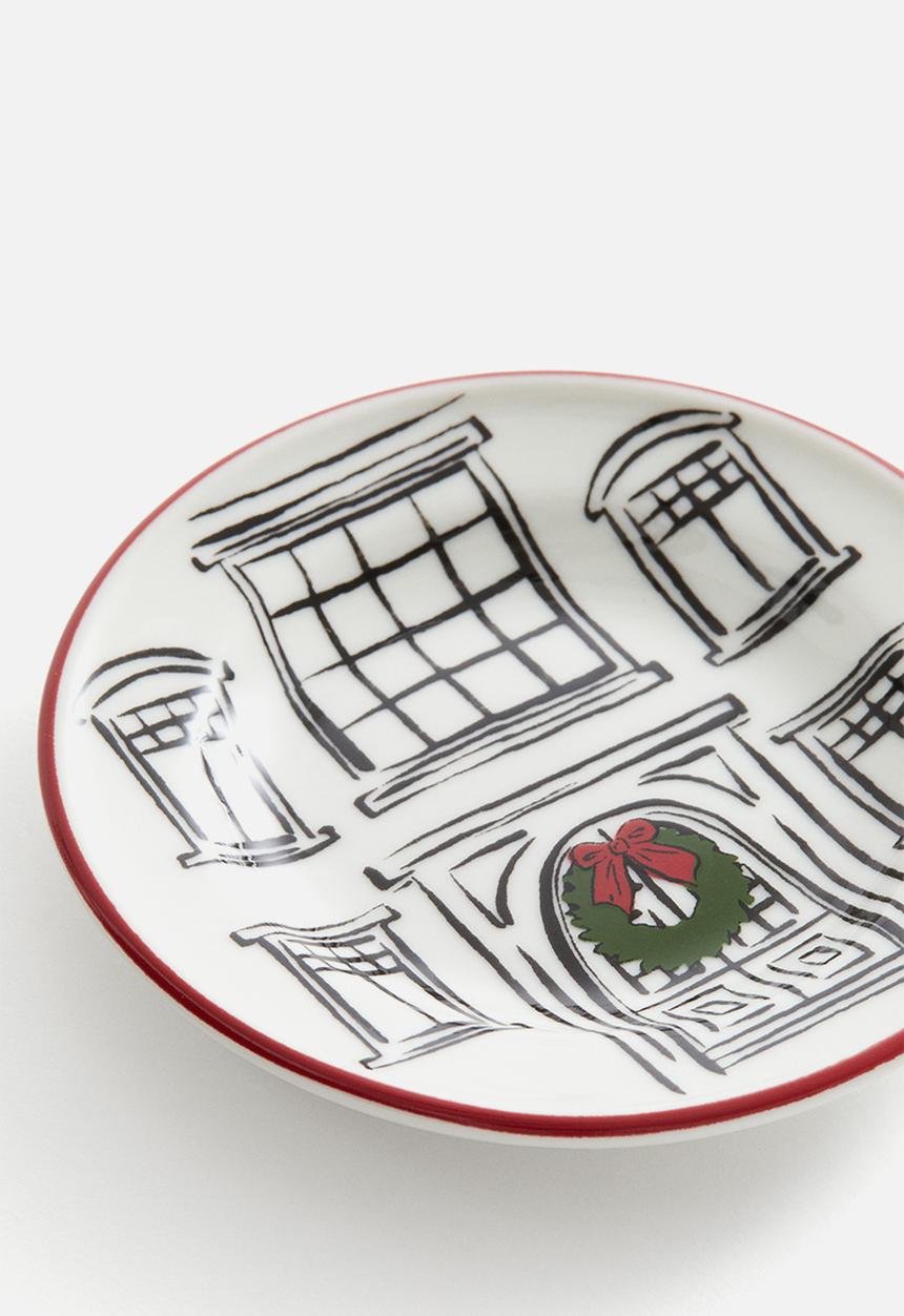 H&M - Printed porcelain mini plate - white