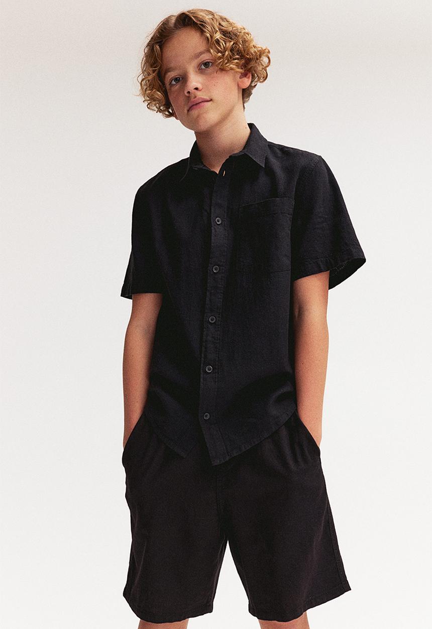 H&M - Linen-blend shorts - black