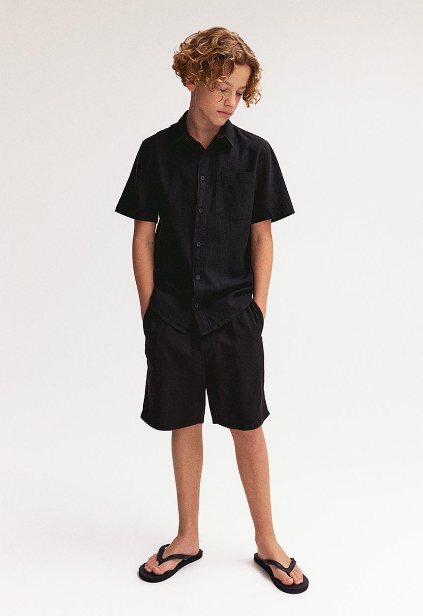 H&M - Linen-blend shorts - black