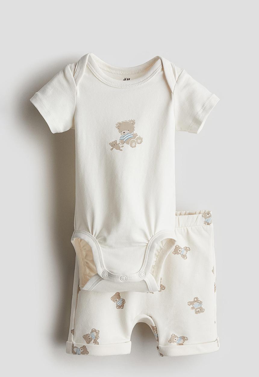 H&M - 2-Piece cotton set - cream teddy bears