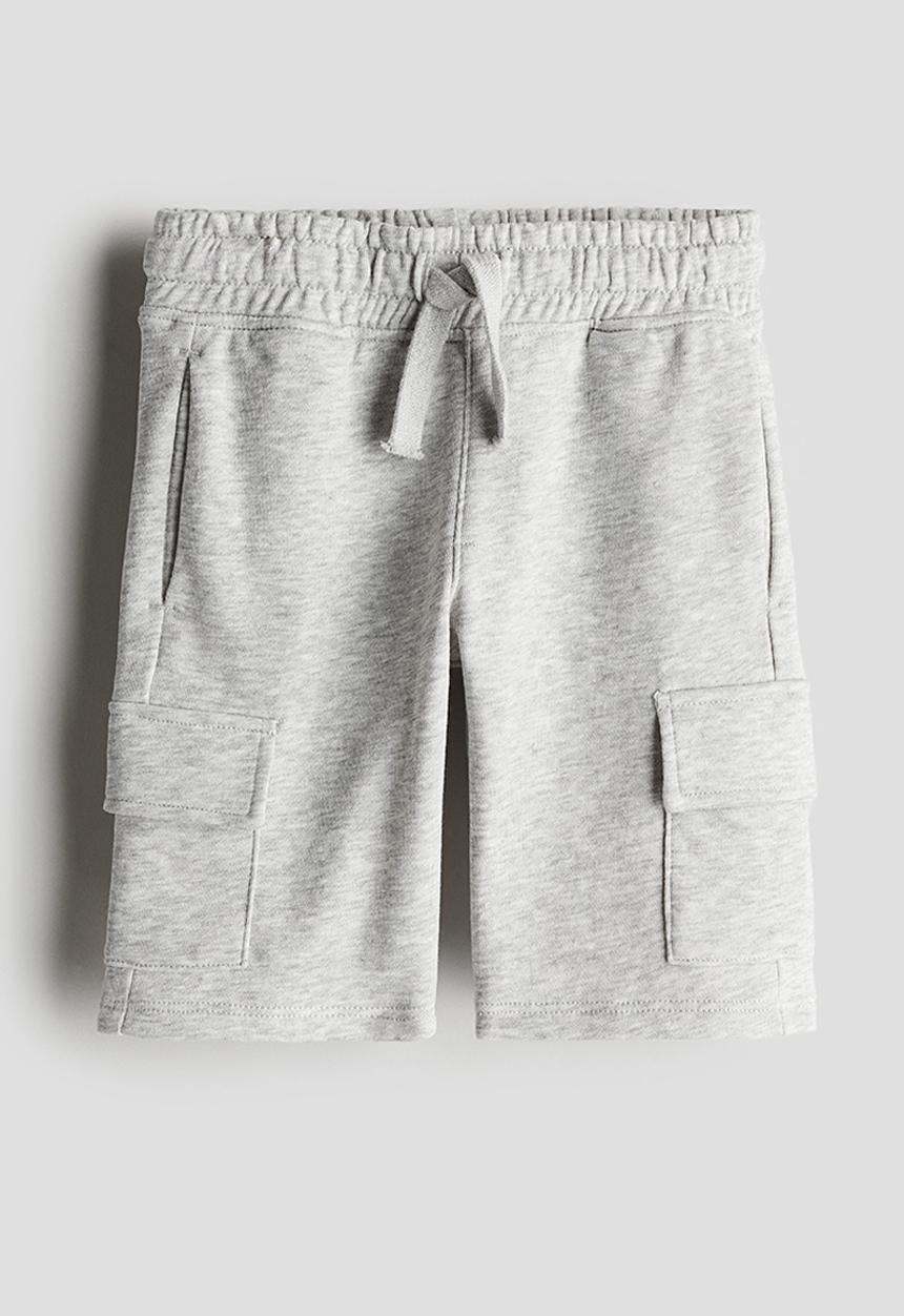 H&M - Cargo sweatshirt shorts - light grey marl