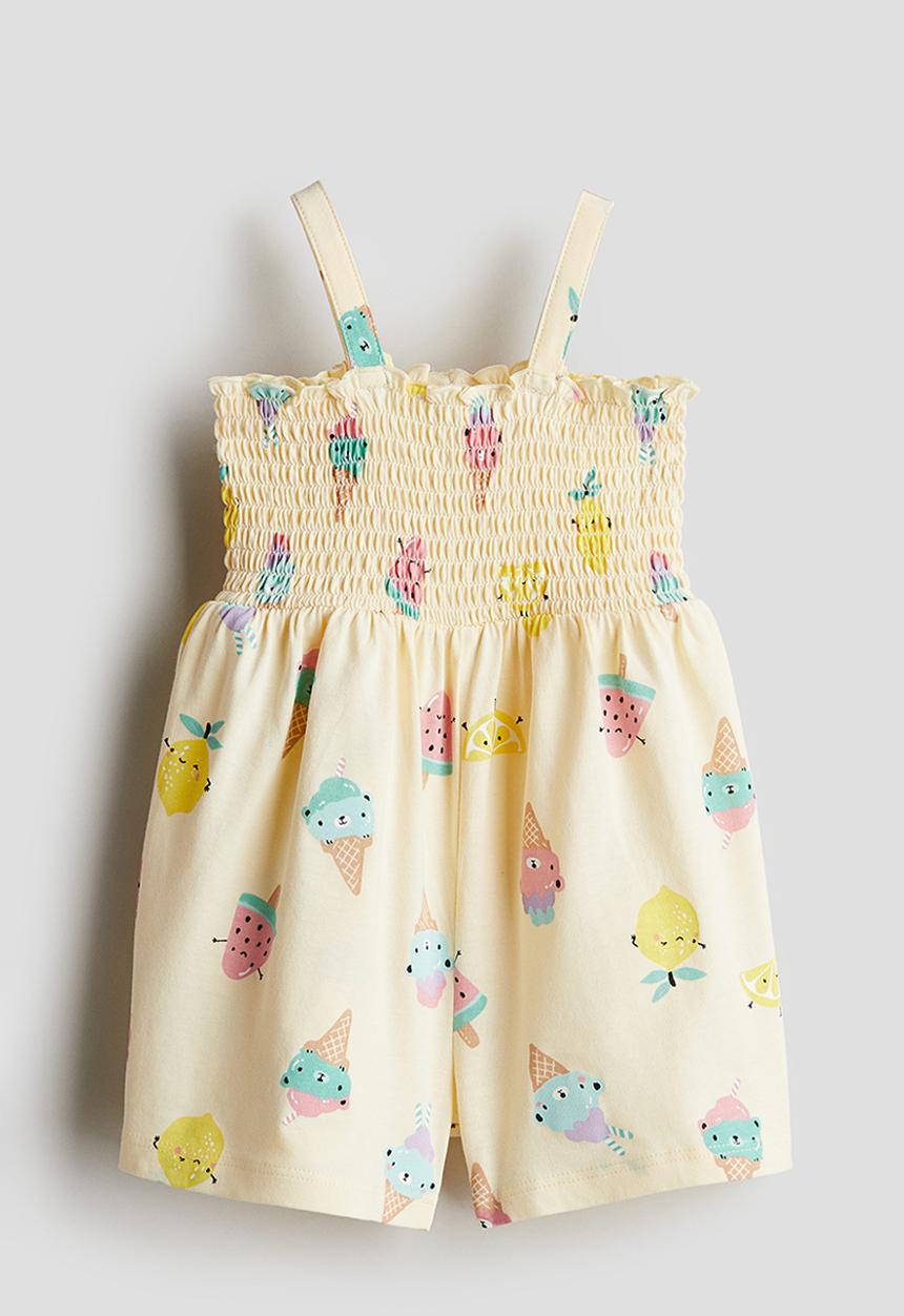H&M - Cotton jersey romper suit - light yellow ice cream 