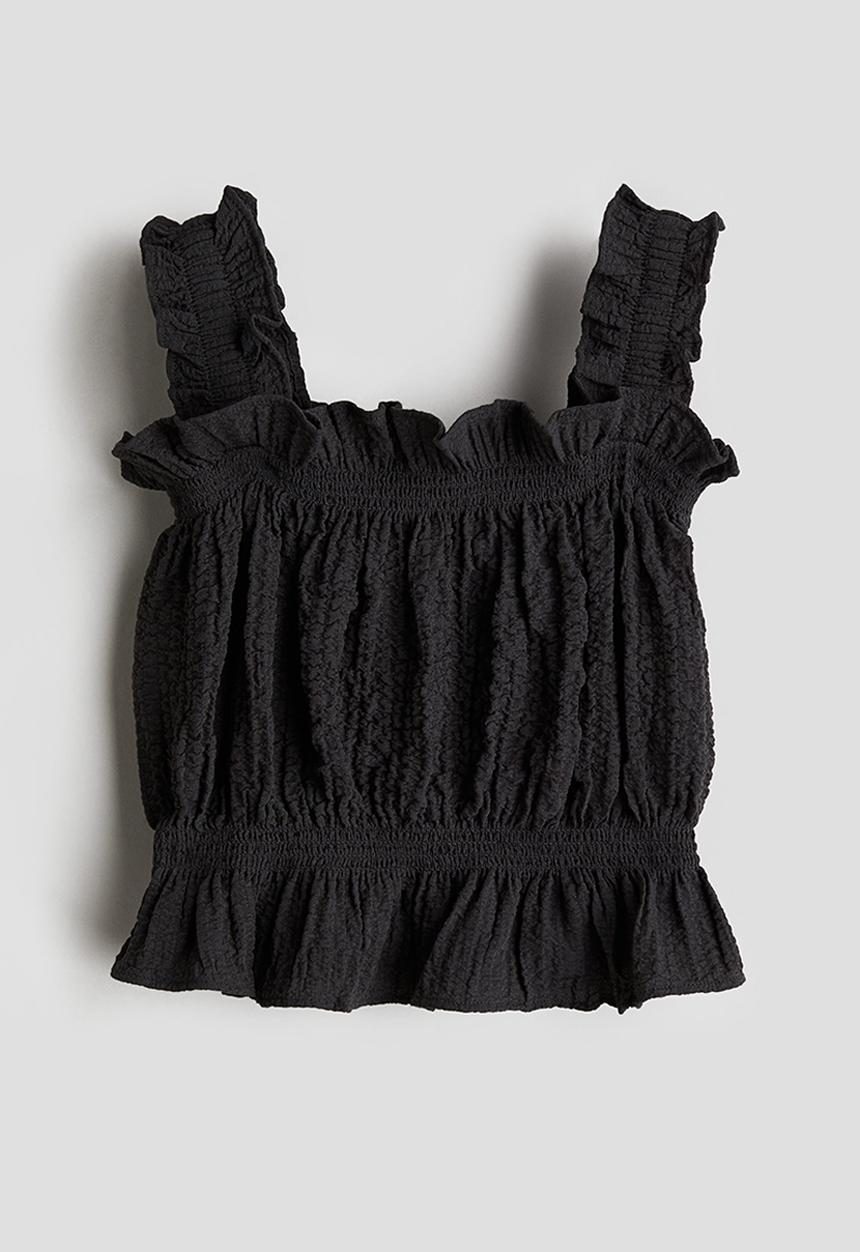 H&M - Seersucker top - Charcoal