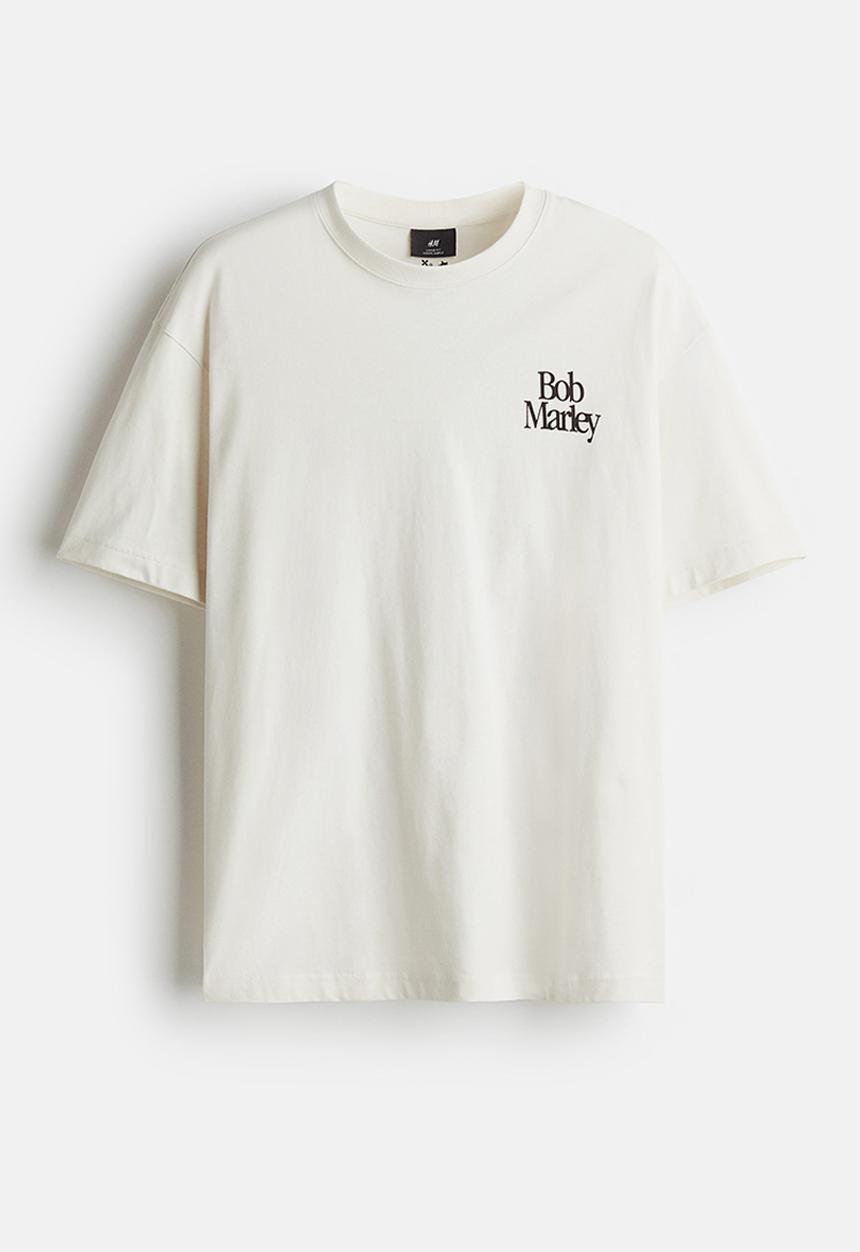 H&M - Relaxed fit t-shirt - white bob marley