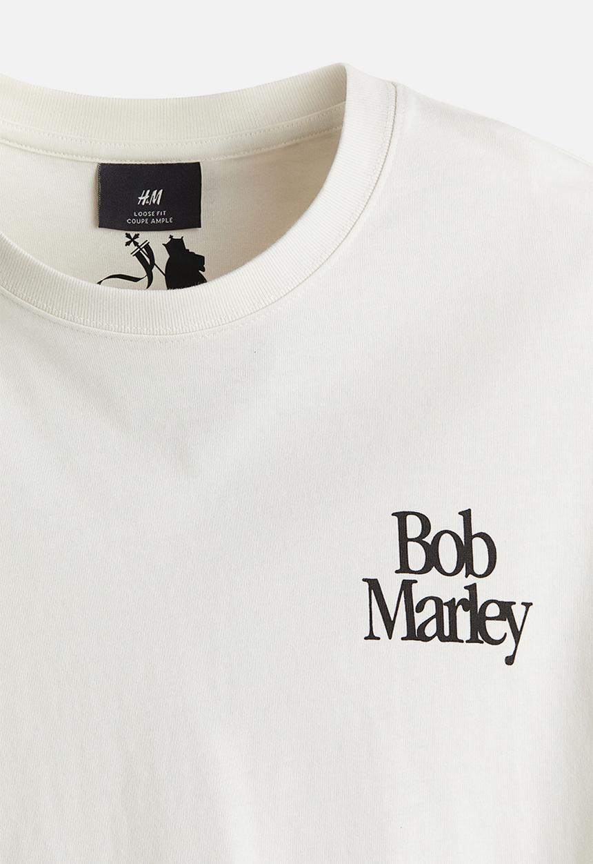 H&M - Relaxed fit t-shirt - white bob marley