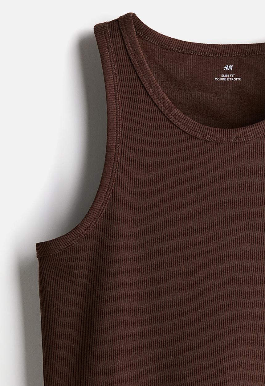H&M - Slim fit ribbed vest top - brown