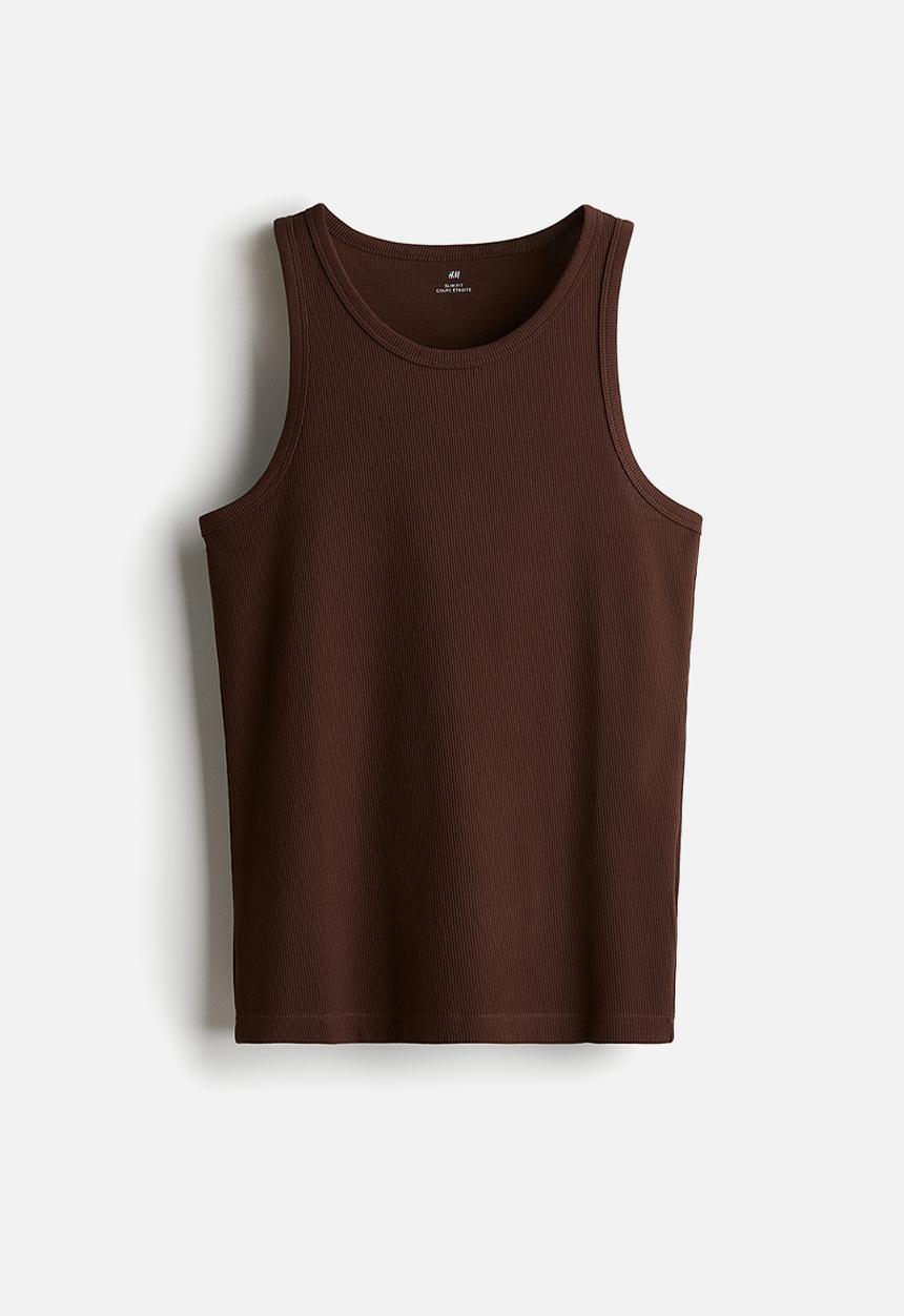 H&M - Slim fit ribbed vest top - brown