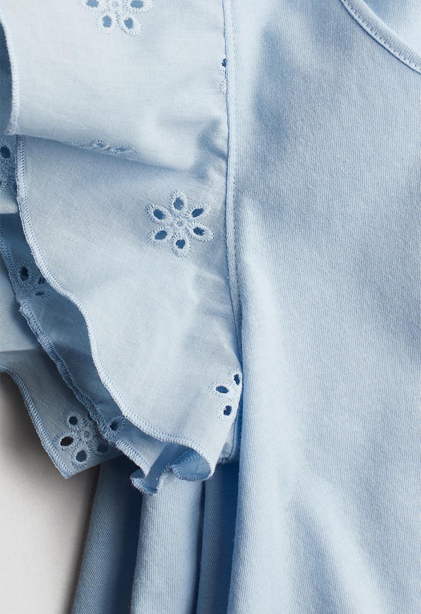 H&M - Jersey top with broderie anglaise - light blue