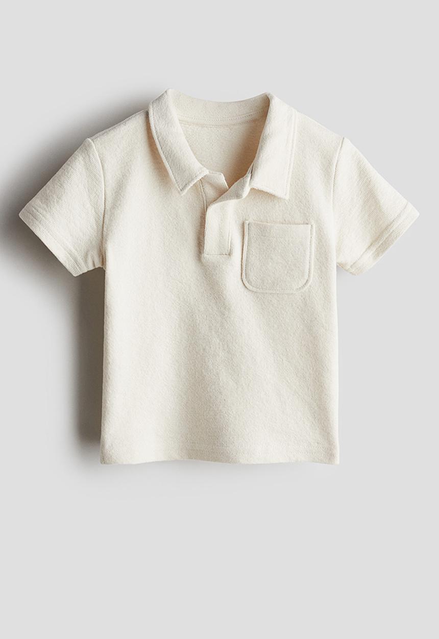 H&M - Cotton terry polo shirt - light beige