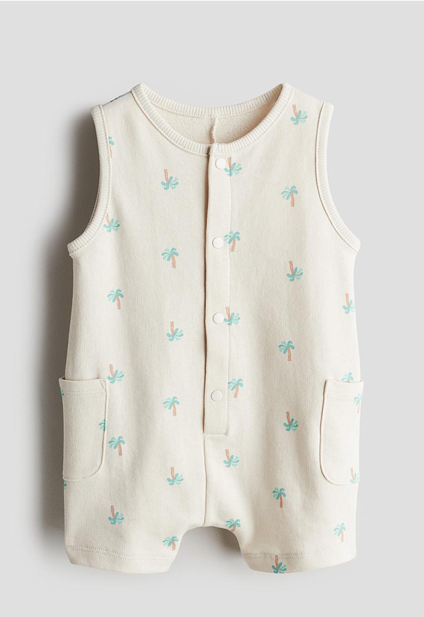 H&M - Sleeveless romper suit - light beige palm trees