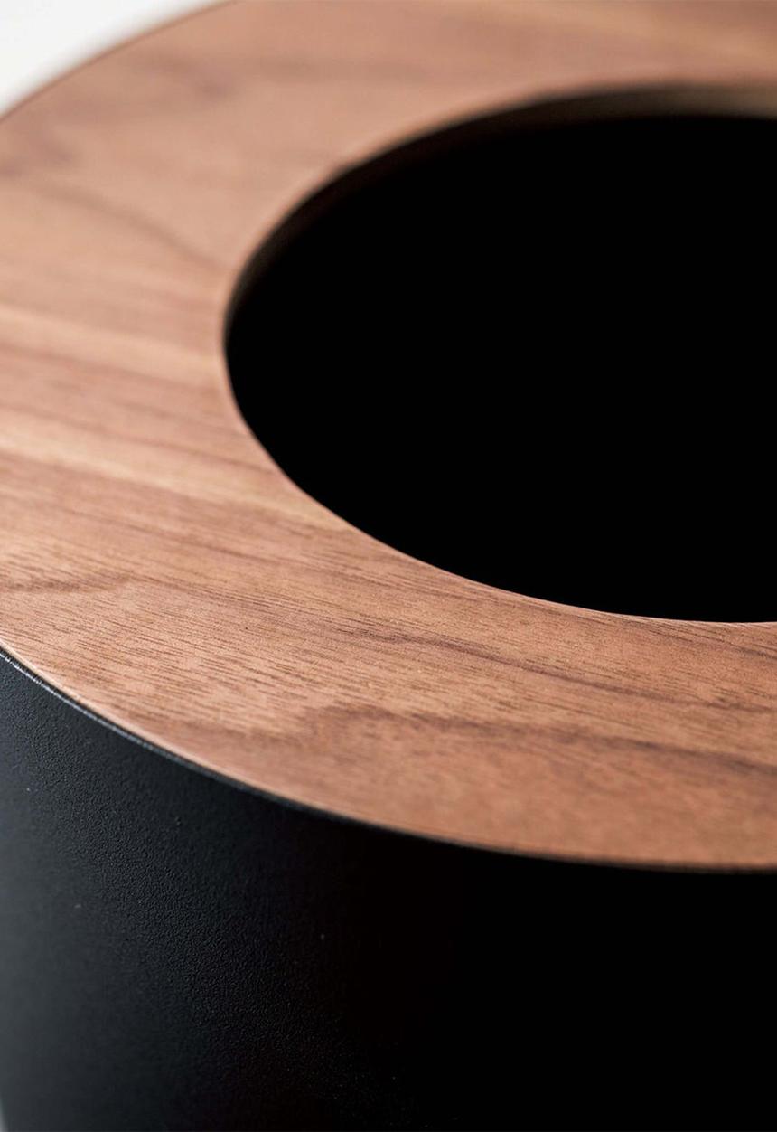 Yamazaki - Rin round trash can - black