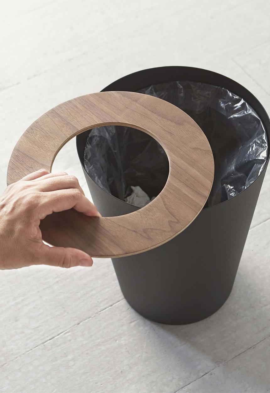 Yamazaki - Rin round trash can - black