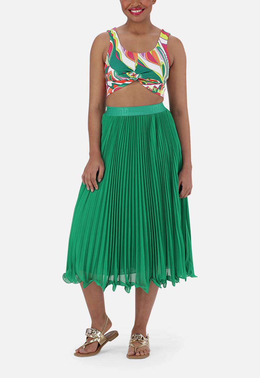 Sierra Pleated Midi Skirt - Emerald Green