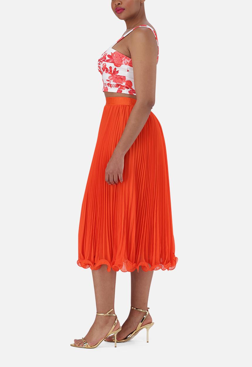 Steve Madden - Sierra Pleated Midi Skirt - Tangerine
