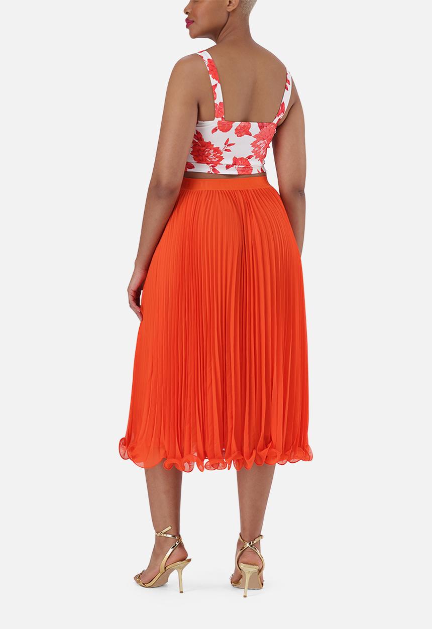 Steve Madden - Sierra Pleated Midi Skirt - Tangerine