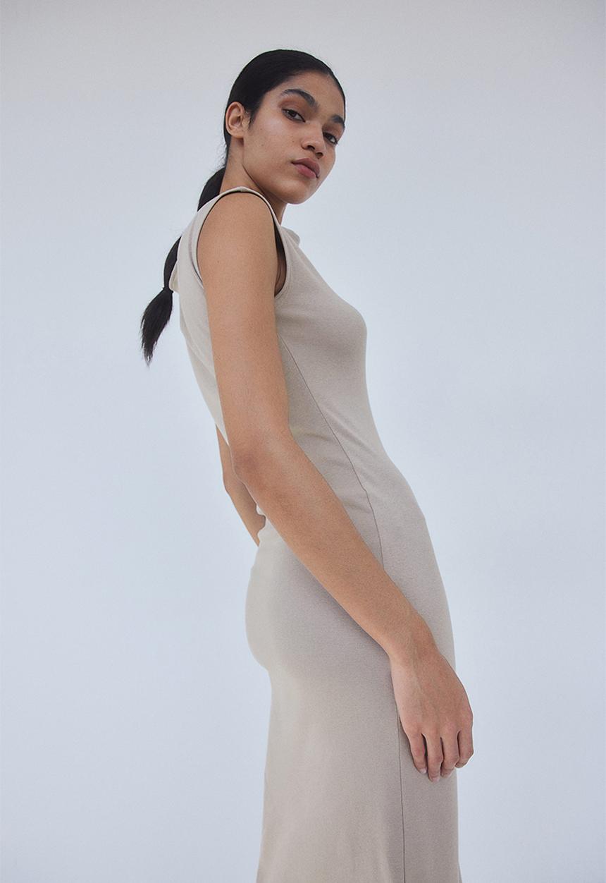 H&M - Boat-neck jersey dress - beige