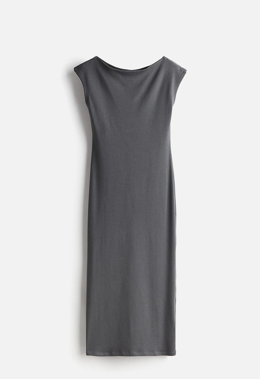 H&M - Boat-neck jersey dress - dark grey