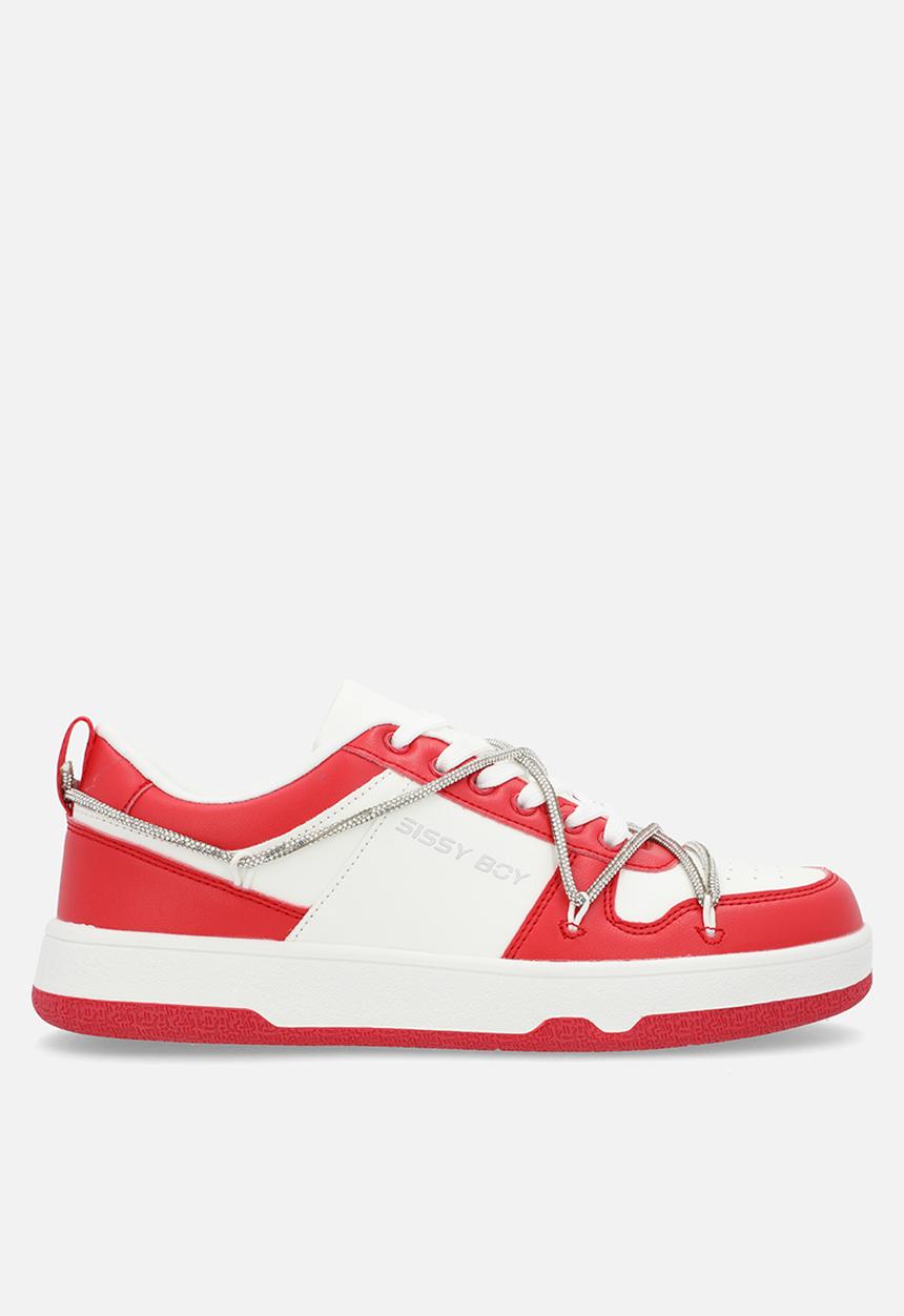 SISSY BOY - Colourblock Sneaker With Diamante Trim - White/Red