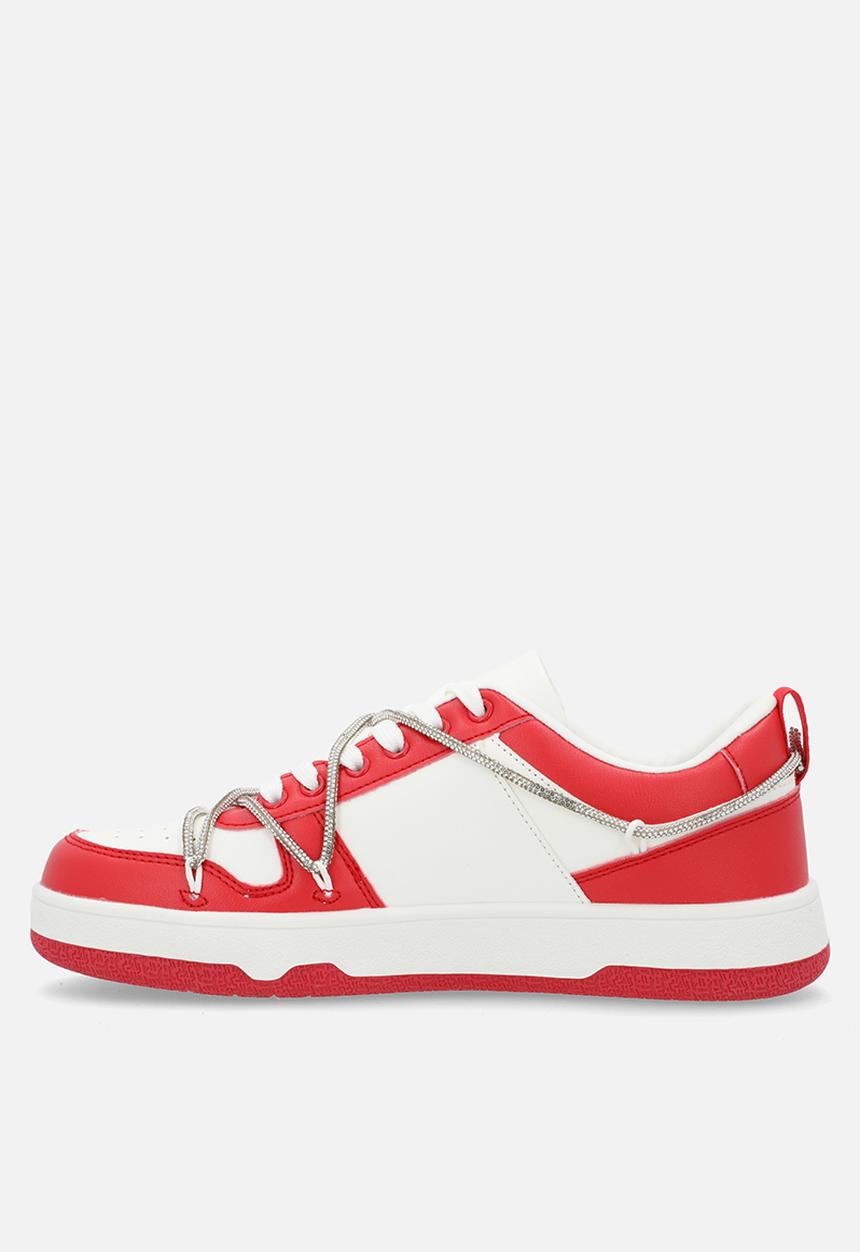 SISSY BOY - Colourblock Sneaker With Diamante Trim - White/Red