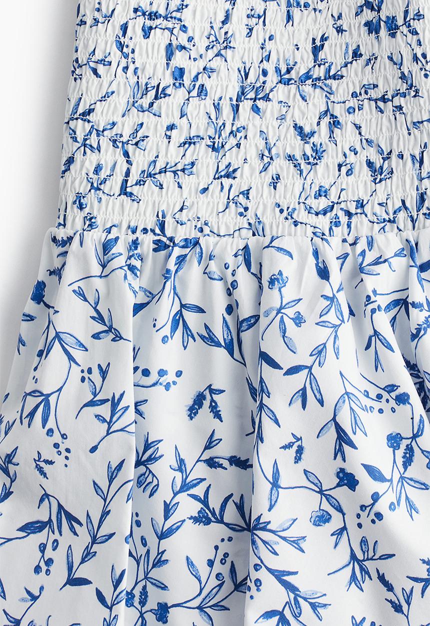 H&M - Smocked mini skirt - white & blue floral