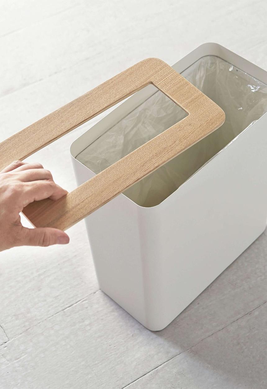 Yamazaki - Rin rectangular trash can - white
