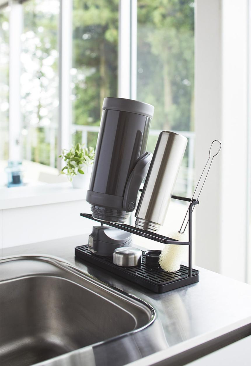 Yamazaki - Bottle drying stand with tray - black