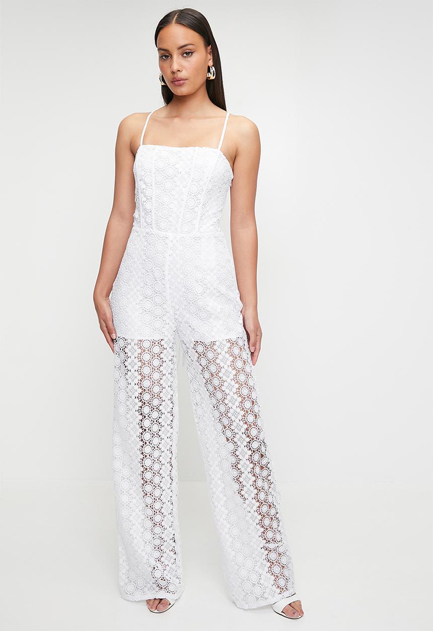 GUESS - Elle Lace Jumpsuit - Pure White