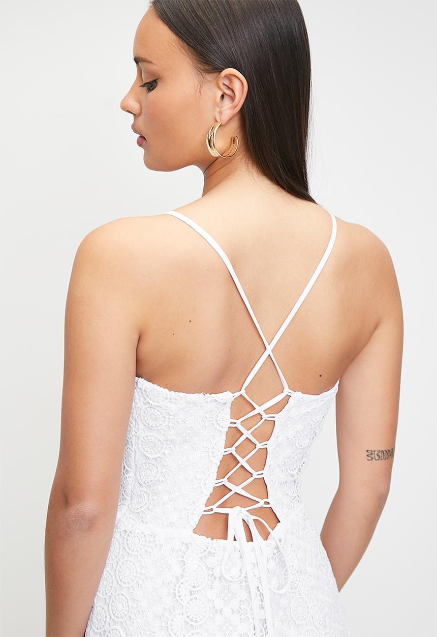 GUESS - Elle Lace Jumpsuit - Pure White