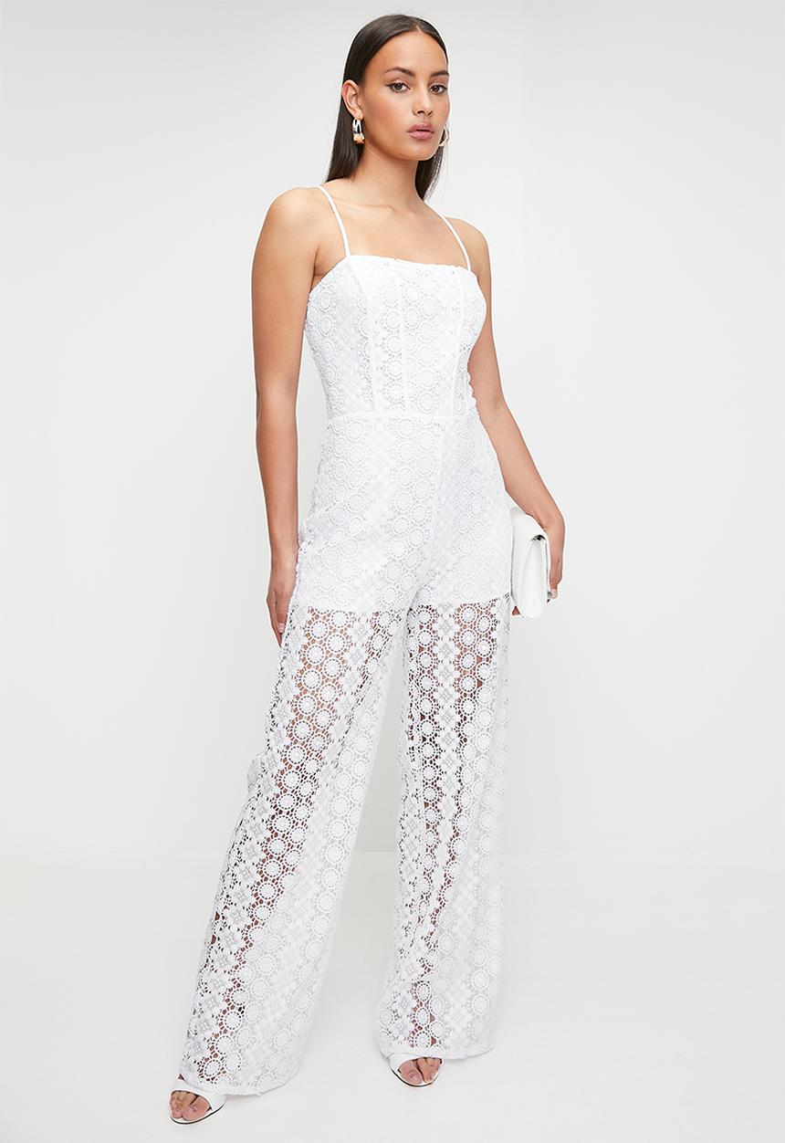 GUESS - Elle Lace Jumpsuit - Pure White